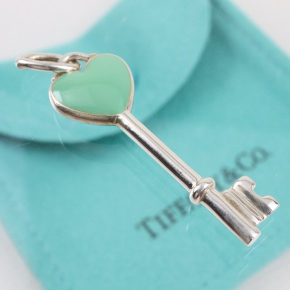 Tiffany.Heart Key Blue 💙 Enamel Pendant.silver.925. - Picture 1 of 6